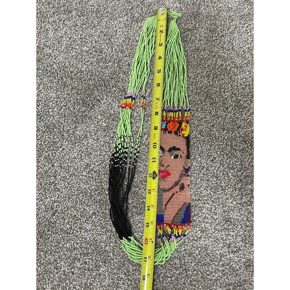 NEW Hand Made Frida Kahlo Beaded Versatile Long Necklace or Belt Multicolor 36in - Picture 7 of 9